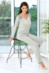 Gri Dantel Detaylı Pijama Takımı BCAN-258609FA