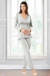 Gri Dantel Detaylı Pijama Takımı BCAN-258614FA