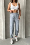Gri Paraşüt Kumaş Cepli Kargo Jogger Pantolon BCHN-2525338