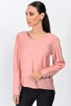 Gül Kurusu Arkası Kolu Düğmeli Bodrum Kumaş Bluz CO-259151526