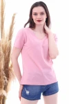 Gül Kurusu V Yaka Boyfriend Tişört CO-257050466