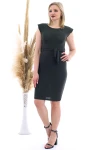 Haki Beli Kuşaklı Omuzu Vatkalı Elbise CO-2520070783