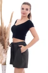 Haki Cepli Bağlamalı Beli Lastikli Şort CO-2520064507