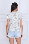 Haki Katkat Fırfırlı Kısa Kol Bluz CO-259333335