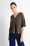 Haki V Yaka Duble Kol Bluz CO-259182879