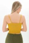 Hardal Askılı V Yaka Crop Triko Bluz CO-259116167