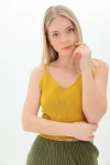 Hardal Askılı V Yaka Crop Triko Bluz CO-259116167