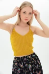 Hardal İp Askılı V Yaka Triko Bluz CO-259116168