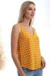 Hardal Puantiye Desenli İp Askılı Bluz CO-2520333453