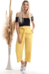 Hardal Viskon Flamlı Kuşaklı Bol Paça Pantolon CO-2520343112