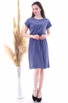 İndigo Beli Kuşaklı Yarasa Kol Elbise CO-259292931