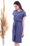İndigo Beli Kuşaklı Yarasa Kol Elbise CO-259292931