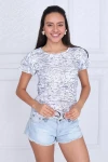 İndigo Katkat Fırfırlı Kısa Kol Bluz CO-259333335