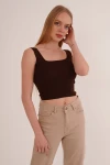 Kahve Askılı İnce Merserize Triko Bluz CO-2523256231