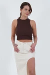 Kahve Bisiklet Yaka Kaşkorse Bluz CO-2523254307