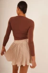 Kahve Büzgülü Uzun Kol Sandy Bluz CO-2523254005