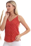 Kiremit Puantiye Desenli İp Askılı Bluz CO-2520333453