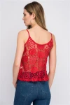 Kırmızı Askılı Güpür Dokuma Bluz CO-258114299