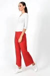 Kırmızı Beli Lastikli Uzun Pantolon CO-259360793