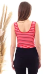 Kırmızı Beyaz Çizgili U Yaka Çıtçıtlı Body CO-2520040403