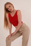 Kırmızı Merdiven Yaka Triko Bluz CO-2523256336
