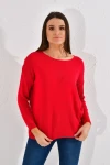 Kırmızı Tek Cepli Geniş Yaka Triko Bluz CO-2520026175