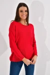 Kırmızı Tek Cepli Geniş Yaka Triko Bluz CO-2520026175
