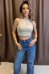 Lacivert-Bej-Bordo 3 Lü Paket Bisiklet Yaka Crop Kaşkorse Bluz BCOR-252007