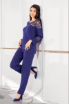 Lacivert Dantel Detaylı Pijama Takımı BCAN-258616FA