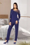 Lacivert Dantel Detaylı Pijama Takımı BCAN-258616FA