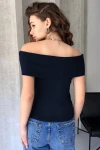 Lacivert Madonna Yaka Örme Bluz BCOR-252457
