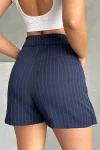 Lacivert Pileli Çizgili Şort Etek BCHN-2525351