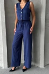 Lacivert Yelek Ve Pantolonlu Alt Üst Dokuma Takım BCHN-25252
