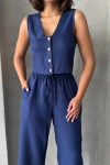Lacivert Yelek Ve Pantolonlu Alt Üst Dokuma Takım BCHN-25252