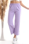 Lila Beli Lastikli Duble Paça Pantolon CO-2520343275