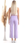 Lila Beli Lastikli Duble Paça Pantolon CO-2520343275