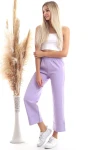 Lila Beli Lastikli Duble Paça Pantolon CO-2520343275
