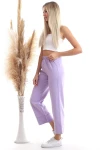 Lila Beli Lastikli Duble Paça Pantolon CO-2520343275