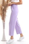Lila Beli Lastikli Duble Paça Pantolon CO-2520343275