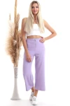 Lila Önü Fermuarlı Bol Paça Dokuma Pantolon CO-259092864