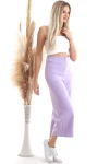 Lila Önü Fermuarlı Bol Paça Dokuma Pantolon CO-259092864