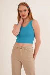 Mavi Merdiven Yaka Triko Bluz CO-2523256336