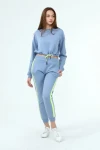 Mavi Üç İplik Kapüşonlu Sweatshirt Ve Cepli Pantolon Alt Üst Takım CO-2522033931
