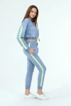 Mavi Üç İplik Kapüşonlu Sweatshirt Ve Cepli Pantolon Alt Üst Takım CO-2522033931