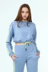 Mavi Üç İplik Kapüşonlu Sweatshirt Ve Cepli Pantolon Alt Üst Takım CO-2522033931