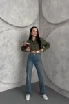Mavi Yüksek Bel Regular Kesim Jean Pantolon BCNW-251437