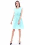 Mint Desenli Cepli Kolsuz Dokuma Viskon Elbise CO-259315020