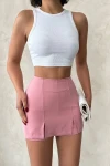 Pembe Çift Yırtmaçlı Şort Etek BCHN-25250364