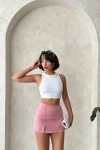 Pembe Çift Yırtmaçlı Şort Etek BCHN-25250364