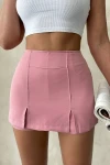 Pembe Çift Yırtmaçlı Şort Etek BCHN-25250364